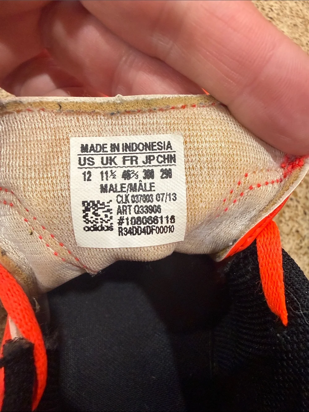 adidas Bright Orange Indoor Athletic Shoes with White Stripes
